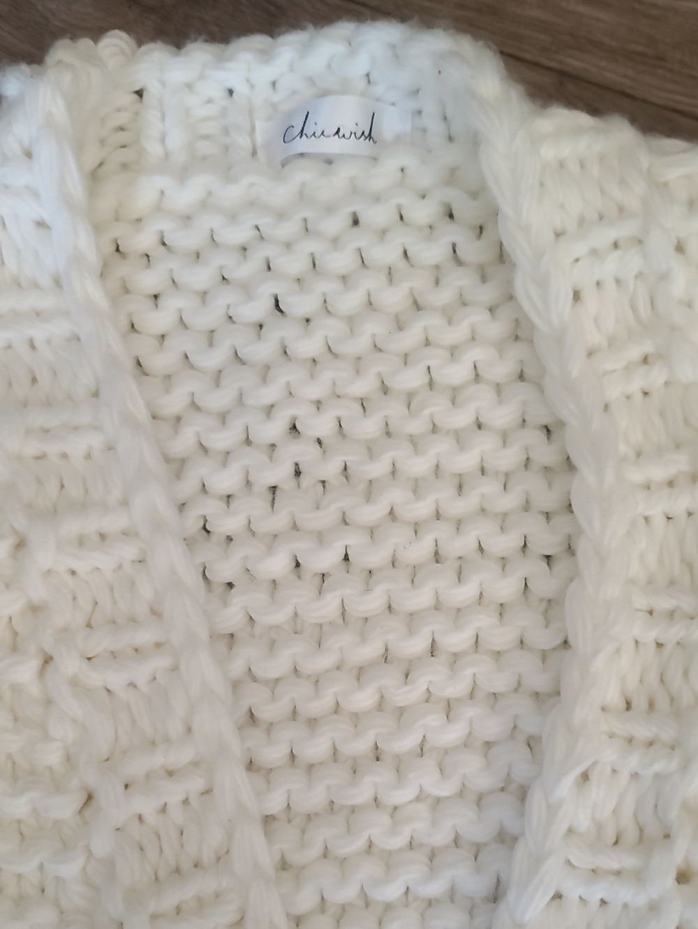 Chicwish Cuteness on Sleeves Chunky Cardigan in White Bubble Knit Euc - Picture 6 of 11